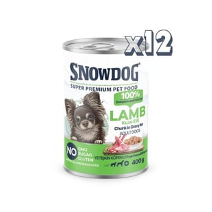 Snow Dog Premium Parça Etli Kuzulu Köpek Konservesi 12 Adet*400 G
