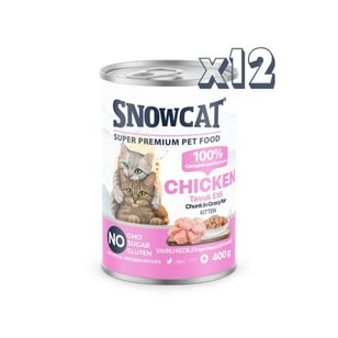 Snow Cat Premium Parça Etli Tavuklu Yavru Kedi Konservesi 12 Adet*400 G