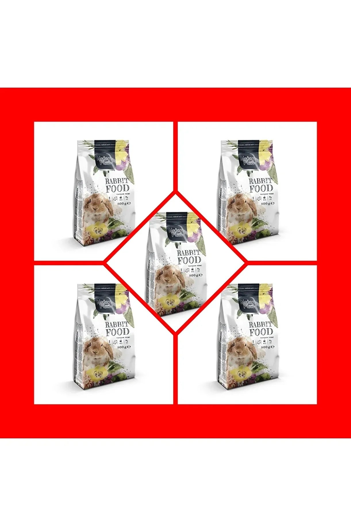 Nature Plan Premium Tavşan Yemi 800gr 5 Paket Yeni Paket