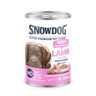 Snow Dog Premium Parça Etli Kuzulu Yavru Köpek Konservesi 400 G