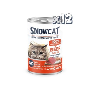 Snow Cat Premium Parça Etli Sığırlı Kedi Konservesi 12 Adet*400 G