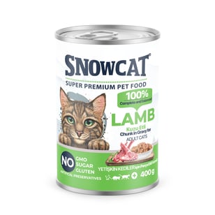 Snow Cat Premium Parça Etli Kuzulu Kedi Konservesi 400 G