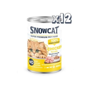 Snow Cat Premium Parça Etli Tavuklu Kedi Konservesi 12 Adet*400 G