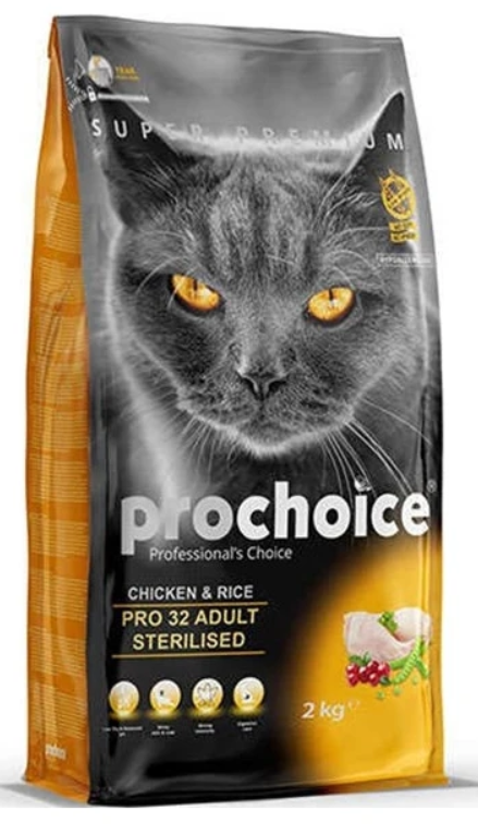 Pro Choice Pro32 Tavuklu ve Pirinçli Kısırlaştırılmış Kedi Maması 2 Kg