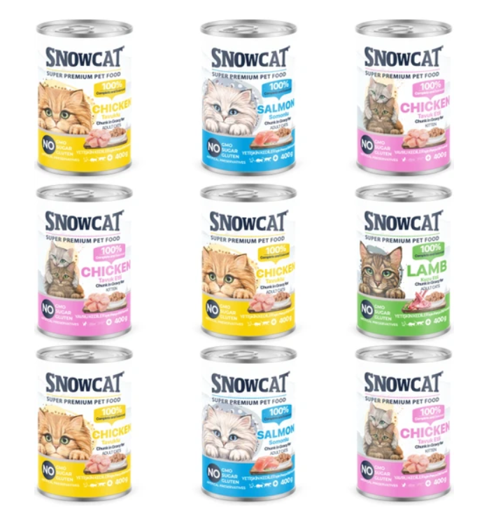 Snow Cat Premium Parça Etli Karışık Kedi Konservesi 12 ADET*400 G