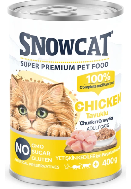 Snow Cat Premium Parça Etli Tavuklu Kedi Konservesi 12 ADET*400 G