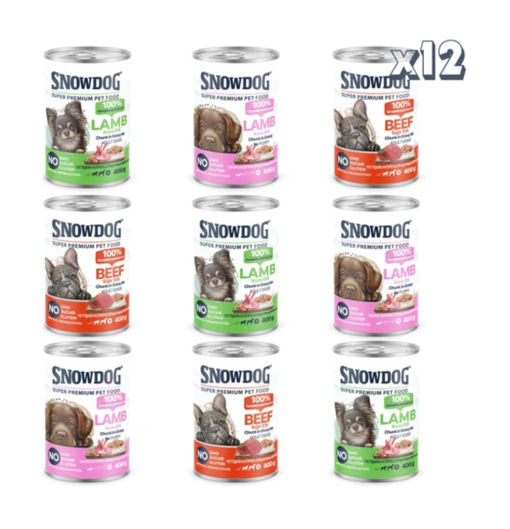 Snow Dog Premium Parça Etli Karışık Köpek Konservesi 12 ADET*400 G