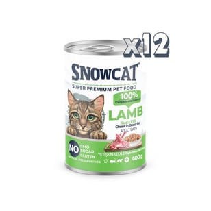 Snow Cat Premium Parça Etli Kuzulu Kedi Konservesi 12 Adet*400 G