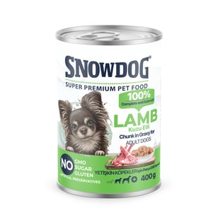 Snow Dog Premium Parça Etli Kuzulu Köpek Konservesi 400 G